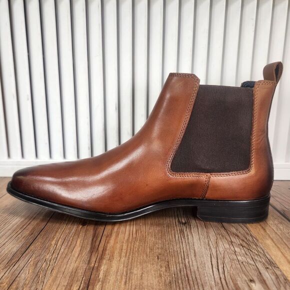 Jump New York Marcelo Chelsea Boots Mens Size 7 M Tan Leather Ankle Dress Preppy - Picture 7 of 12